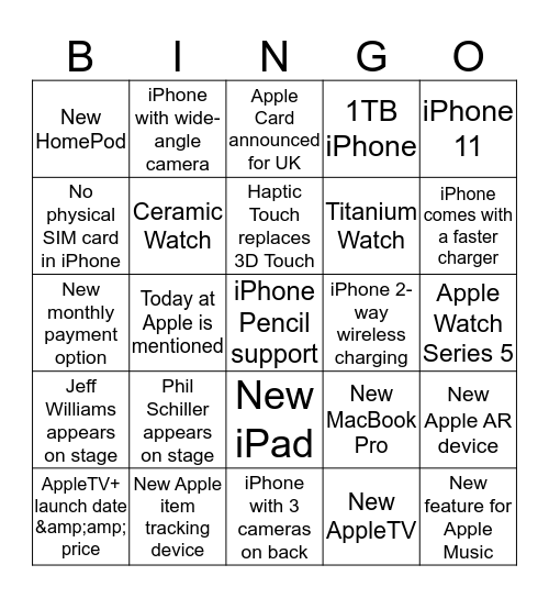 Keynote Rumours Bingo Card