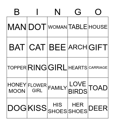 CHERYL'S BRIDAL SHOWER Bingo Card
