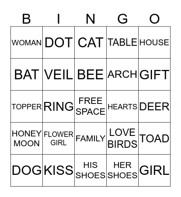 CHERYL'S BRIDAL SHOWER Bingo Card