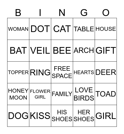 CHERYL'S BRIDAL SHOWER Bingo Card