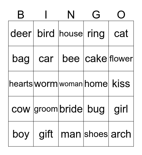 Cheryl's Bridal Bingo Card