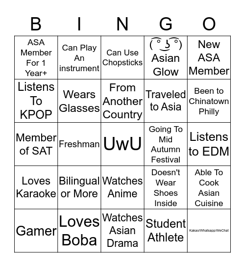 ASA Icebreaker Bingo Card