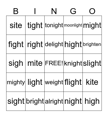 -Ight Bingo! Bingo Card