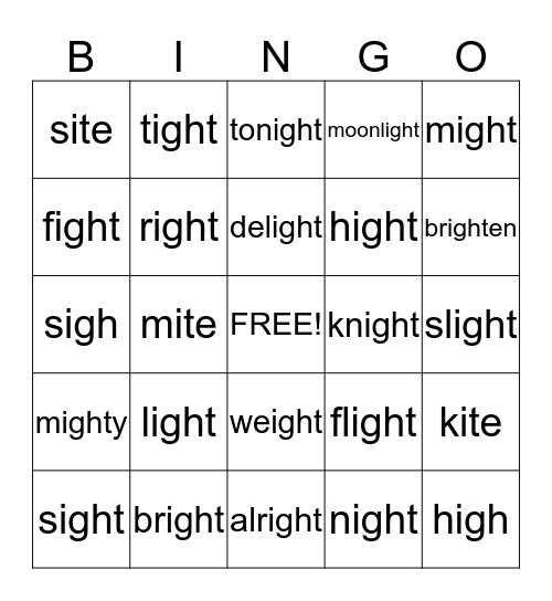 -Ight Bingo! Bingo Card