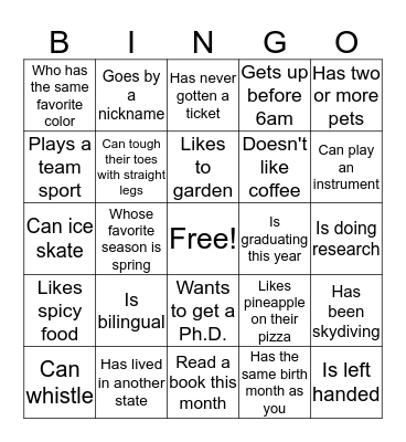 Find someone who... Bingo Card