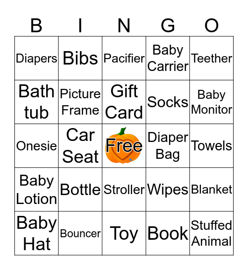 Baby Gift Bingo Card