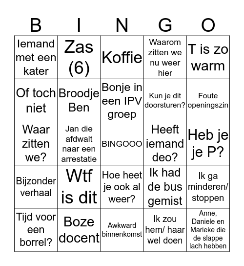 Strijders Bingo Card