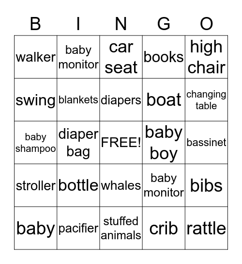 Baby Micah Bingo Card