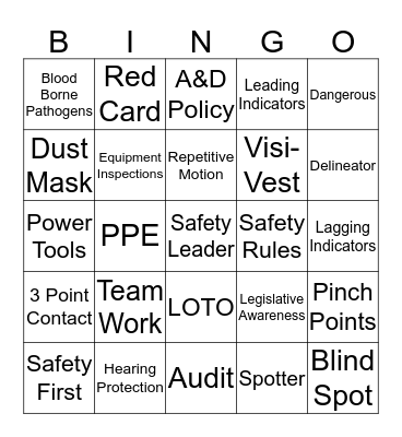 MOREAU SAFETY BINGO Card