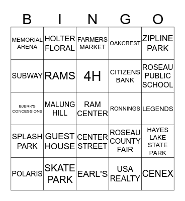HOMETOWN BINGO Card