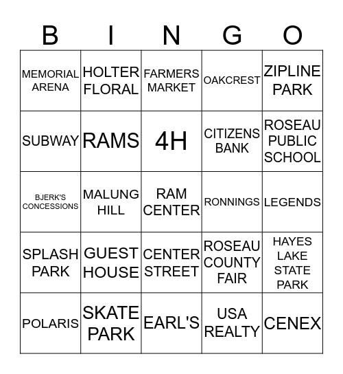 HOMETOWN BINGO Card