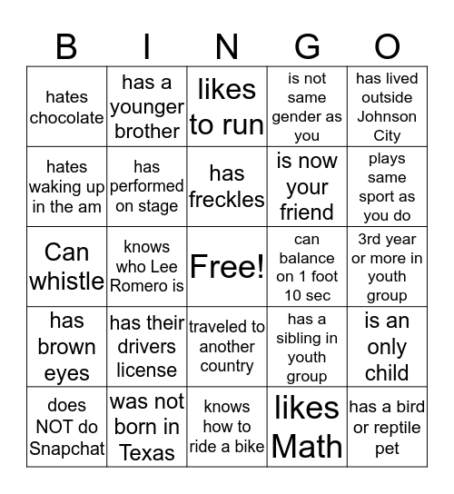 Find Someone Who...    (HS) Bingo Card