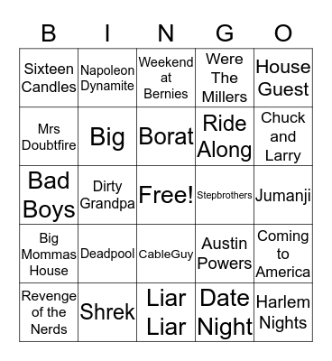 Comedy Movies  Bingo Card