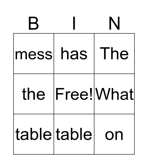 The Picnic Bingo Card