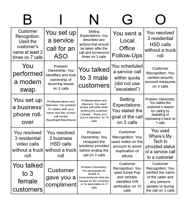 CE BINGO Card