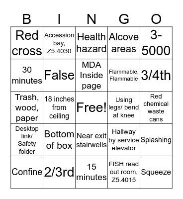 LABORATORY SAFETY  Bingo Card