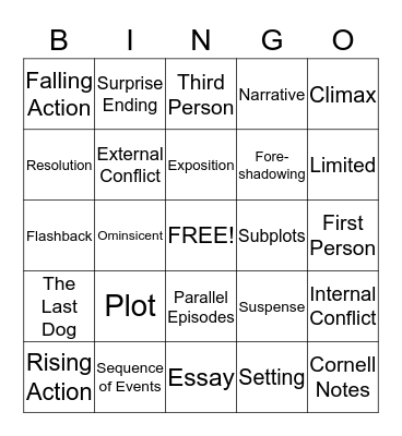 VOCABULARY BINGO Card