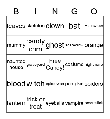 Halloween Bingo Card