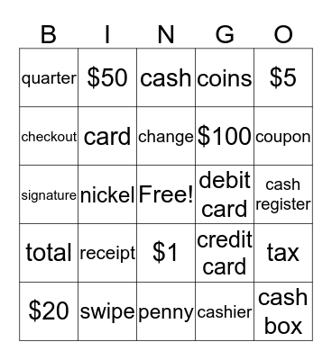 Cash Bingo Card