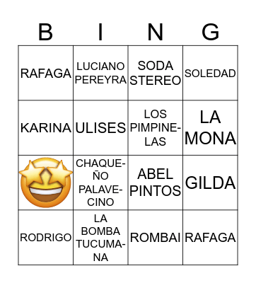 BINGO MUSICAL "LA 51" Bingo Card