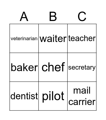 COMMUNITY HELPERS Bingo Card