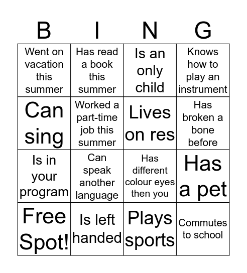 Find someone who... Bingo Card