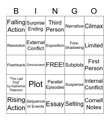 VOCABULARY BINGO Card