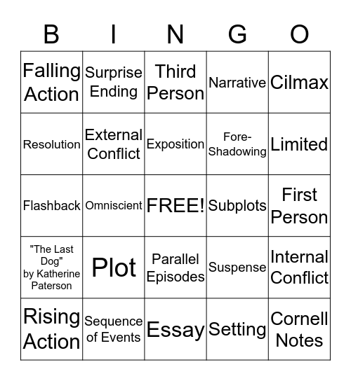 VOCABULARY BINGO Card