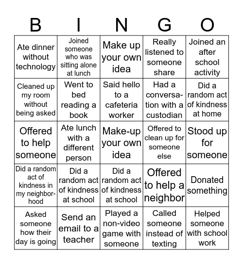 Personal Bingo Card