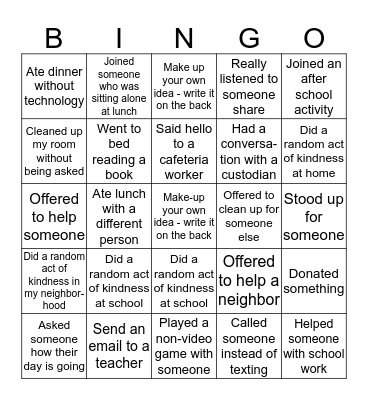 Personal Bingo Card