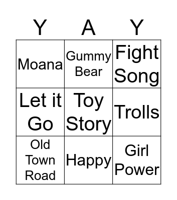 Musical Bingo Riley  Bingo Card