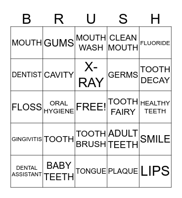 HEALTHY MOUTH HEALTHY SMILE Bingo Card