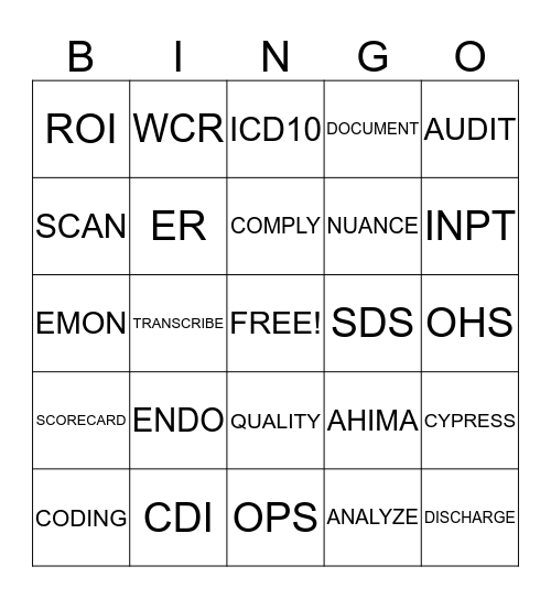 HIM WEEK 2014 Bingo Card