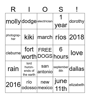 The Rios  Bingo Card