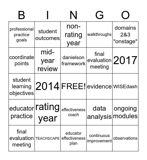 TEACHSCAPE BINGO Card