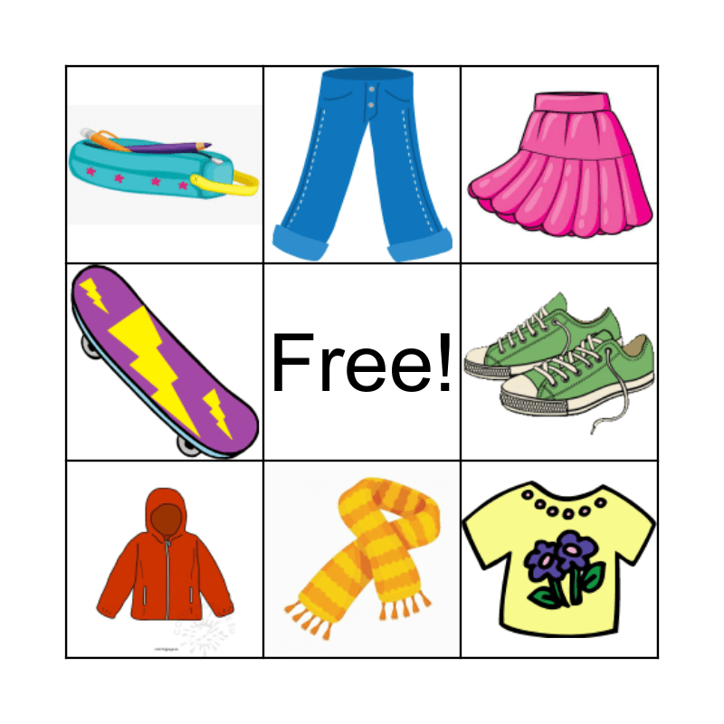 Lesson 9 Bingo Card