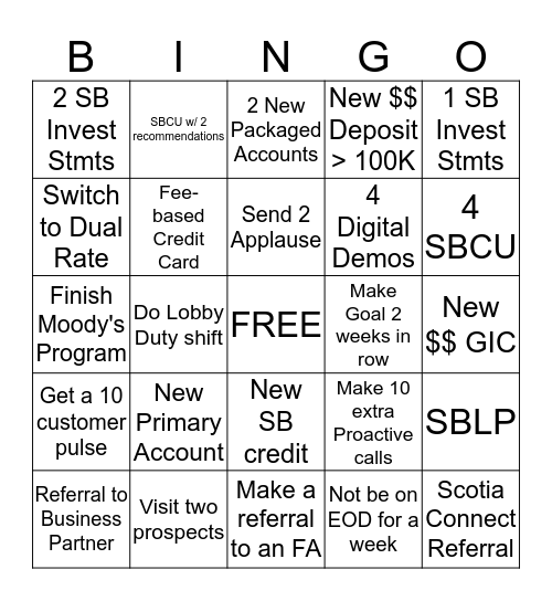 Sprint to the Finish BINGO-SBA  Bingo Card