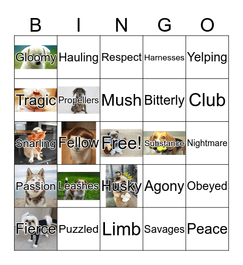 Call of the Wild - Chapter Two Bingo Card