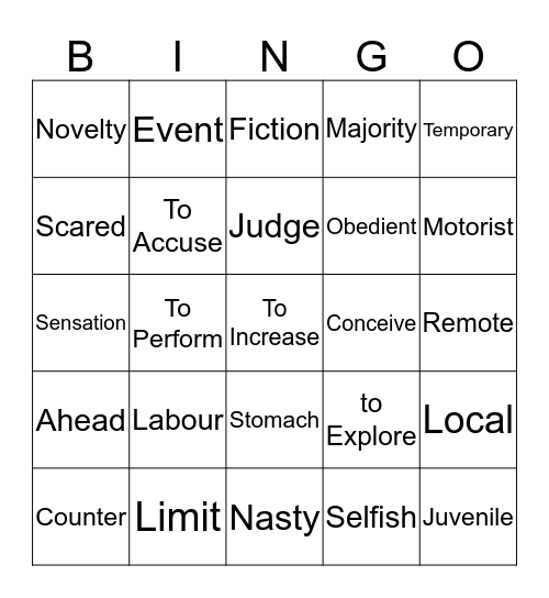 Woord bingo! Bingo Card