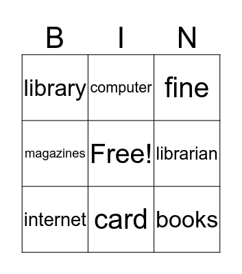 Library Words Bingo Card