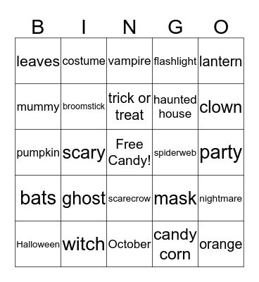 Halloween Bingo Card