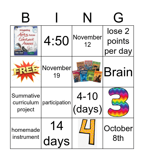 Syllabus Bingo Card