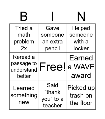 7 Mindsets Bingo Card