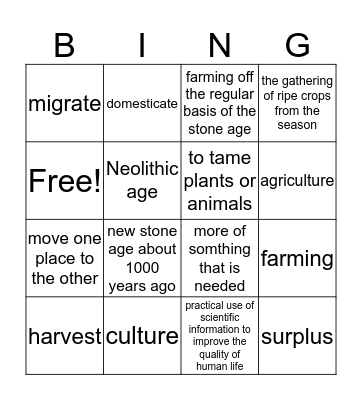 neolithic age Bingo Card