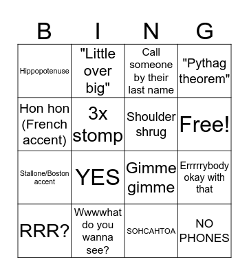Geo class Bingo Card