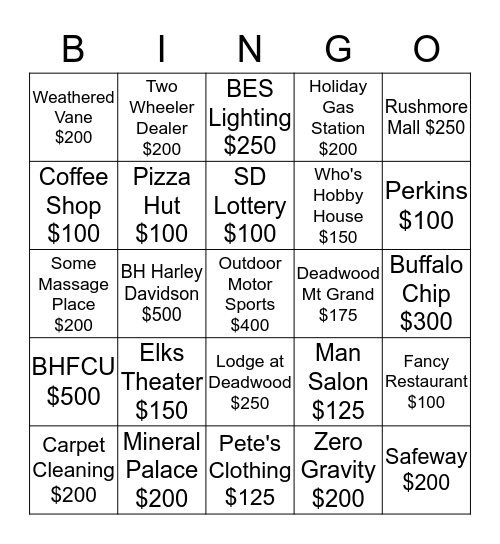 Business Bingo Sample Bingo Card