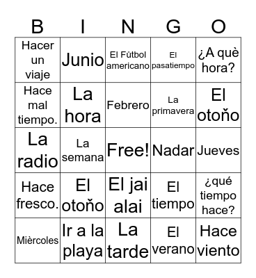 (Leisure Time) level 1 Bingo Card