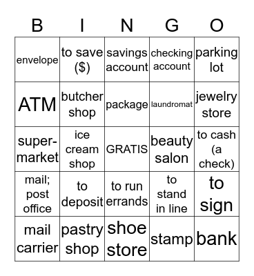 Spanish III Bingo Card