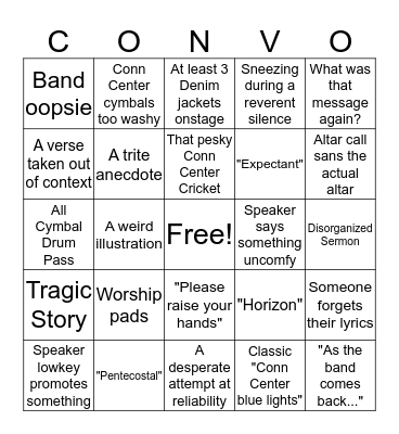 Convocation Fall 2019 Bingo Card