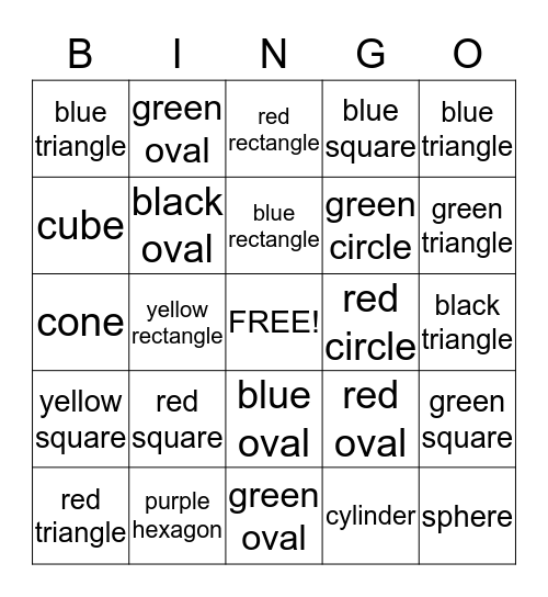 Shapes Bingo Card